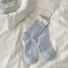 Calcetines Finos de Encaje con Lazo para Primavera y Verano para Mujer, Transpirables de Moda, Algodón Puro, Hasta la Pantorrilla, Calcetines Holgados