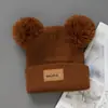 Gorro de Punto para Niños Otoño e Invierno Niño Bebé Lana Bonita Bola de Pelo A prueba de Frío Cálido Letra Niñas Gorro Pullover