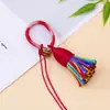 Anillo con Hebilla de Borla Corta Gruesa Estilo Tíbet Accesorio para Bolso DIY Colgante Tejido a Mano Pequeño Adorno Estilo Chino