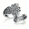 Anillo Versátil Abierto Estilo Moda Elegante Mariposa con Forma de Cuchara Retro Europea y Americana + Floral Belleza Histórica