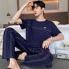 Pijama D para hombre de verano de talla grande de algodón similar a los pantalones de manga corta, ropa de casa joven simple y elegante que se puede usar al aire libre