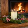 Guirlanda de Galhos de Pinheiro com Frutas de Natal Decoração Pendente de Porta de Natal Pinha Verde Círculo de Videira Decoração Pendente Arranjo