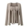 Conjunto de Top de Tubo y Cárdigan de Color Sólido para Mujer, Estilo Coreano Primavera y Otoño, Conjunto con Vibras de Deseo Puro, Conjunto de Dos Piezas