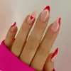 Parche para Uñas Forma de Almendra Borde Francés Irregular Parche para Uñas con Estampado de Corazón Uñas Postizas Terminadas