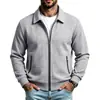 26 Cardigan de punto gofrado con cremallera y cuello solapa, ajuste slim, para hombre, de primavera y otoño, holgado, casual, transfronterizo