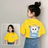 Camiseta de Manga Corta para Niña Algodón Puro Verano Nuevo Estilo Niños Bebé Media Manga Holgada Moda Estilo Verano Top de Media Manga Elegante