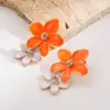 Pendientes Colgantes Flor de Esmalte Bloque de Color Tachonados de Diamante, Modelo Nuevo Transfronterizo de Joyería Heming, Accesorios de Estilo Resort de Lujo Ligero de Gama Alta