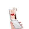 Espejo Pequeño Plegable de Cuero PU Directo de Fábrica, Espejo de Maquillaje de Cuero Blanco Publicitario Creativo, Espejo Portátil de Belleza en Blanco