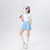 Camisa Polo Feminina de Manga Curta Slim Fit com Gola Lapela, Listrada, Casual, para Golfe, Tênis, Roupa Esportiva, Conjunto