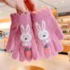 Guantes de conejito para niños, de felpa, cálidos y bonitos, de cinco dedos, para otoño e invierno, para tareas escolares, para niños y niñas, 2022