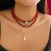 Gargantilla de cuentas transfronteriza europea y americana para mujer collar navidad navidad Muñeco de nieve regalo joyería de cristal de imitación