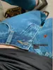 Jeans de Pierna Recta Estrecha de Tiro Alto para Mujer, Lavado Enzimático Azul Vintage, Pierna Ancha, Bordado de Letras con Diseño, Estilo Coreano Adelgazante