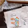 Pinza para el pelo con flor de tela de imitación colorida de verano para niñas, lindo clip BB de Plumeria atado a mano, clip lateral que no daña el elástico del pelo