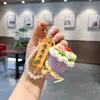 Llavero de Mini Ramo Tejido a Mano "Gracias por Estar Aquí" Colgante con Etiqueta para Regalo del Día del Maestro, Adorno para Bolso para Maestros