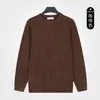Suéter de Punto para Hombre Otoño Invierno Cuello Redondo Estilo Old Money Color Sólido Manga Larga Suéter de Lujo Ligero Tacto de Alta Gama Rayas Verticales Top Casual