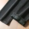 Otoño e Invierno Grueso Suave Rígido Yassel Sarga Elástico Casual Recto Ajuste Delgado Versátil Negro Gris Jeans para Hombres