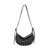 Bolso de axila de cuadros transfronterizo con forma de media luna, nuevo bolso tipo dumpling grande y casual de Henggeng para mujer, bolso cruzado versátil para el trabajo