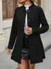 2026 Ropa Femenina Transfronteriza Europea y Americana Otoño e Invierno Nuevo Estilo Color Sólido Elegante Cuello Alto Abotonado Línea A Mangas Largas Ajustado Chaqueta