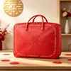 Saco de armazenamento para colcha de casamento, vermelho, grande capacidade, conjunto de quatro peças de colchas para o enxoval da noiva, com alça para facilitar o transporte