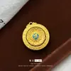 Tienda de Oro Mismo Estilo Arena Dorada Nuevo Estilo Étnico Chino Colgante Brújula de la Fortuna Ocho Tesoros Giratoria Collar de Esmalte para Mujer