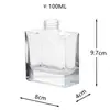 Frasco quadrado plano transparente para aromaterapia, frasco difusor de interior estilo ins, frasco de fragrância de rattan sem chama, frasco difusor de vidro com fundo grosso