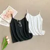 Camisola Estilo Coreano Doce Floral com Alça Fina Verão Praia Novo Estilo Versátil Redutor de Idade Top Base Feminino
