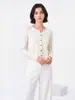Cardigã de tricô com gola redonda, 2 fios finos de lã Yangzi, 60 unidades, para mulheres, jaqueta slim fit, malha de outono, top confortável e respirável
