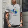 Camiseta de Manga Corta para Hombre Estilo Coreano Moderna Ajustada Cuello Redondo Verano Delgada Estampada Casual Camiseta Tops Talla Grande para Hombres