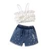 Comércio Exterior Transfronteiriço Explosões de Verão Conjunto Infantil Top Regata com Pedrarias Shorts Conjunto de Duas Peças
