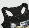 Colete Estrela com Strass para Mulheres, Estilo Y2K Americano Retrô Escuro, Preto Slim Fit Sem Mangas, Atacado de Roupas Femininas Transfronteiriças