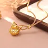 Nuevo Collar de Calabaza Dorada Cepillada de Buena Suerte y Prosperidad Estilo Chino para Mujer, Lujo Ligero, Moda de Gama Alta, Cadena de Suéter Súper Brillante de Circonita