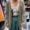Cárdigan de punto blanco suave y versátil para mujer, nuevo estilo primavera y otoño, abrigo suéter casual de corte holgado, top liso, moderno