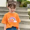 Camiseta de Manga Curta Estampada em Desenho Animado para Meninas Verão Novo Estilo Moda Algodão Puro Top para Meninas de Meia-Idade e Mais Velhas Camiseta Casual Camisa de Manga Meia