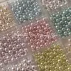 Novos Acessórios para Nail Art 12 Grades Mistas Sem Furo Vários Tamanhos 3D Alta Qualidade Cores Claras Creme Pérola Decoração de Unhas DIY