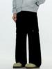 Yifeng American High Street Cleanfi Corte 3D Bolso Grande Calça de Trabalho Preta Jeans de Perna Reta Tendência Unissex