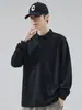 Camisa Polo Formal de Negocios de Alta Gama, Color Sólido, Manga Larga, Cuello Solapa para Hombre, Nuevo Estilo Primavera y Otoño, de un Solo Botón, Ropa de Abrigo Versátil