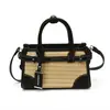 Bolso Tejido a Mano de Color Contrastante para Mujer, Nuevo Estilo de Verano, Versátil para el Viaje Diario, Bolso de Hombro y Cruzado de Moda