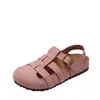 Tamancos Vazados Retrô de Nicho para Mulheres, Novo Estilo de Verão Slip-On Sapatos Casuais de Solado Grosso Semelhantes a Birkenstock