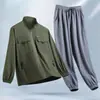 Verano Delgado Protector Solar Seda de Hielo Secado Rápido Elástico Casual Conjunto Ropa de Trabajo para Hombre Ropa de Exterior Resistente al Desgaste Protección Laboral Ropa de Trabajo
