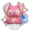 Animación Transfronteriza Lilo y Stitch Stitch Rosa Set de Globos de Película de Aluminio Arreglo de Cumpleaños Globo de Dibujos Animados Papel Día de Año Nuevo