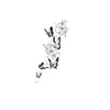 Pegatina de tatuaje floral de mariposa en blanco y negro, tira larga vertical con patrón de flor y estrella, pegatina de tatuaje impermeable y de larga duración para niñas