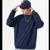 Moletom Pulôver Redondo Oversize Estilo High Street Americano para Homens e Mulheres 2026 Primavera/Outono Novo Estilo Cor Sólida Versátil