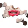 Adesivo de Parede Espelho Acrílico Hexagonal Tridimensional Transfronteiriço Autoadesivo Sala de Estar Quarto Parede de Fundo Decoração de Casa Espelho Macio