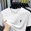 Camiseta de Manga Corta para Hombre 100% Algodón Mercerizado 2026 Verano Nuevo Estilo Caballo Bordado con Logo Cuello Redondo Camiseta de Manga Corta para Hombre Venta al por Mayor