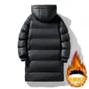 Quick Hand Live Explosions Com Capuz Casual Médio Comprimento Algodão Roupas Masculinas Inverno Grafeno plus size Engrossado Solto Jaqueta