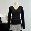 Suéter de punto de alta gama estilo coreano con cuello en V, capa interior tejida, top ajustado para mujer de otoño e invierno, elegante y extremadamente hermoso