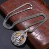 Collar para Hombre y Mujer, Colgante Amarillo del Dios de la Riqueza con Diseño Retro Único, Mantra de Seis Caracteres, Joyería de Plata Personalizada de Moda