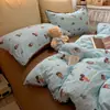 Conjunto de Roupa de Cama de Algodão Classe A Estilo Campo Francês 2026 Novo Lençol Capa de Edredom Conjunto de Três Peças para Quarto de Estudante 4