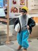 Lanyu 25 Otoño e Invierno Nueva Ropa Coreana para Niños Pequeños y Medianos y Niños Chaqueta de Cuero PU Negra con Forro de Lana Clip Engrosado Chaqueta