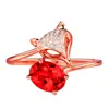 Anillo de Diamantes y Rubí con Forma de Huevo Estilo Coreano Oro Rosa Anillo de Zorro con Rubí Anillo de Zorro de los Mil Años Anillo de Zorro de Fuego